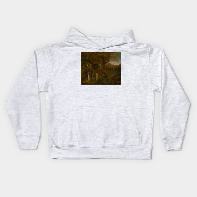 Wooded Landscape by Gustave Courbet Kids Hoodie by Classic Art Stall